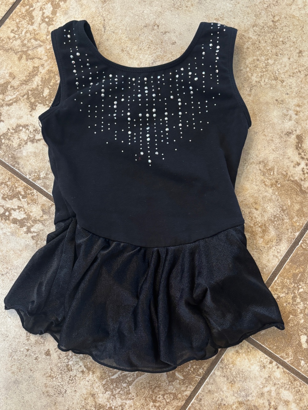 More Than Magic Girls Dance Leotard Black Sleeveless Rhinestone